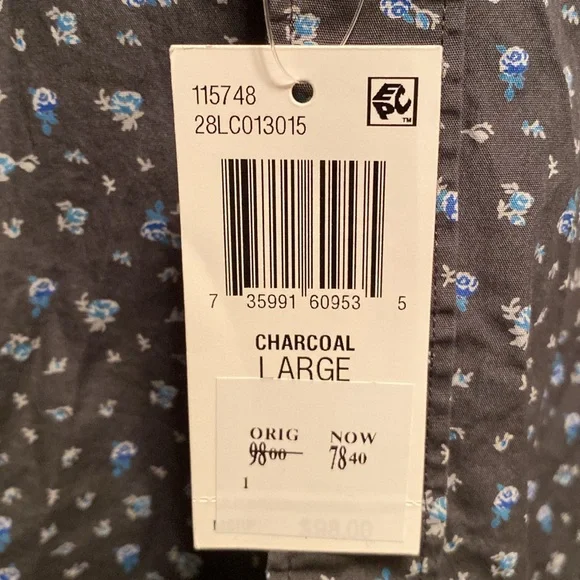 Brand New The Men’s Store Bloomingdale’s Charcoal Patterned Shirt…size L - Picture 5 of 5